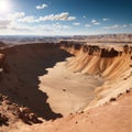 a colored stone desert valley under a bright cloudy sky. Royalty Free Stock Photo