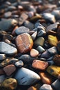 Colored stones on the beach, created with generative AI Royalty Free Stock Photo