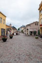 Colored street in old town Porvoo, Finland