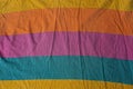 colored striped fabric background of a piece of crumpled cloth Royalty Free Stock Photo