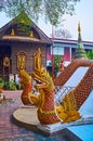 The statues of Naga serpents and Makara crocodiles, Wat Ket Karam, Chiang Mai, Thailand