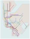 Colored subway map of New York City Royalty Free Stock Photo