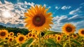colored Sunflowers background. Illustration AI Generative