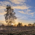 Colored Sunset with dramatic clouds, Regte Heide, The netherlands Royalty Free Stock Photo