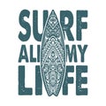 Surfboard with ornament for surfing summer print