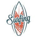 Surfboard surfing summer print. Hawaii board logo