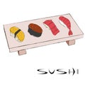 Colored sushi sketches Royalty Free Stock Photo