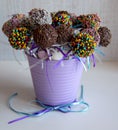 Colored sweet popcake cake pops candy.