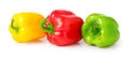 Colored sweet peppers on a white background Royalty Free Stock Photo