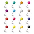 16 Colored Tacks Set Royalty Free Stock Photo