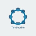 Colored Tambourine icon. Silhouette vector icon