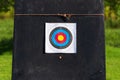Colored target board with arrows archery target background Royalty Free Stock Photo