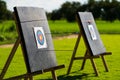 Colored target board with arrows archery target background Royalty Free Stock Photo