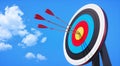 Colored target board with three arrows in the sun Royalty Free Stock Photo