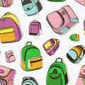 Colored teenager school backpacks pattern