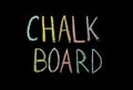 Colored text `chalkboard` written on chalkboard