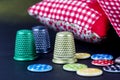 Colored Thimbles and Buttons