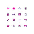 16 colored blue and pink law thin line icons