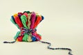 Colored thread embroidery floss in a bouquet Royalty Free Stock Photo