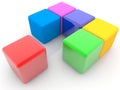 Colored toy blocks assembled in the form of an unfinished cube Royalty Free Stock Photo