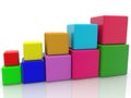Colored toy blocks of different sizes and colors in two rows on top of each other Royalty Free Stock Photo
