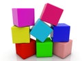 Colored toy blocks stacked in a pile Royalty Free Stock Photo