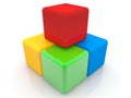 Colored toy cubes on white in different colors Royalty Free Stock Photo