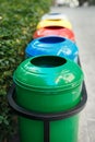 Colored trash containers for garbage separation Royalty Free Stock Photo