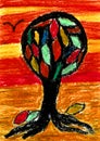 The Colored Tree of Hope - Oil Pastel Drawing