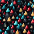 Colored triangles on a black background with multidimensional shading (tiled)