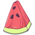 Colored triangular piece of watermelon
