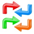 Colored turning arrows. Web 3d shiny icons