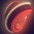 Colored twisted shape. Computer generated abstract geometric 3D render illustration Royalty Free Stock Photo