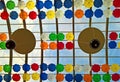 Colored umbrellas on a transparent ceiling Royalty Free Stock Photo