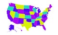 Colored United States Of America map. Royalty Free Stock Photo