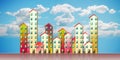 Colored urban agglomeration of a suburb - concept illustration a Royalty Free Stock Photo