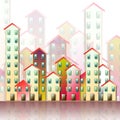 Colored urban agglomeration of a suburb - concept illustration against a white background