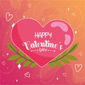 Colored valentine day poster with heart shape and laurel wreath Vector