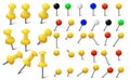 Colored various pushpins, map tacks and pins