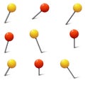 Colored various pushpins, map tacks and pins Royalty Free Stock Photo