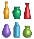 Colored vase. Realistic geometric containers for flowers interior modern decoration objects decent vector vase