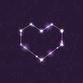 Vector constellation illustration in the shape of a heart in the space Royalty Free Stock Photo