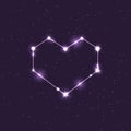 Vector constellation illustration in the shape of a heart in the space