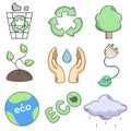 Colored vector icons on the topic of ecology Royalty Free Stock Photo