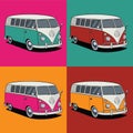 VW Camper Van Pop Art Andy Warhol Style Glossy vector illustration Poster template