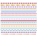 Colored vector line borders. Pattern brushes or frame design elements Royalty Free Stock Photo