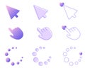 Colored vector set with various cursor and loading icons Royalty Free Stock Photo