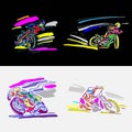 Colored vector silhouette of biker sketch outline