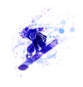 Colored vector silhouette snowboarder Royalty Free Stock Photo