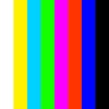 Colored vertical stripes on the TV screen.